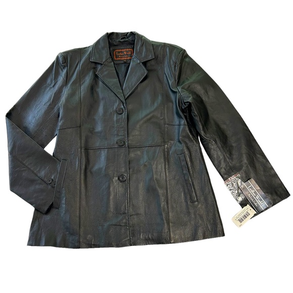 NWT  Black Leather 3 Button Blazer with Pockets women’s size 2X. - Picture 2 of 8